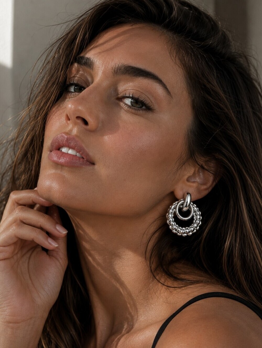 Retro Chunky Silver Double Circle Statement Earrings Old Money Maximalist Glam
